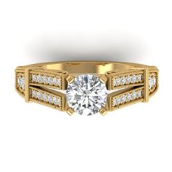 1.5 ctw Certified VS/SI Diamond Solitaire Art Deco Ring 14k Yellow Gold - REF-326W5H