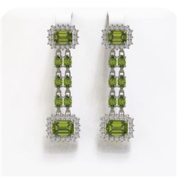 11.38 ctw Tourmaline & Diamond Earrings 14K White Gold - REF-232R2K