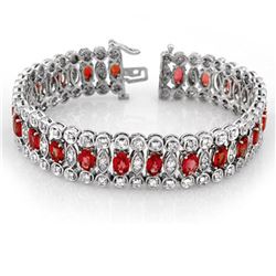 18.50 ctw Red Sapphire & Diamond Bracelet 14k White Gold - REF-427K3Y