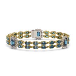 17.98 ctw London Topaz & Diamond Bracelet 14K Yellow Gold - REF-248R2K