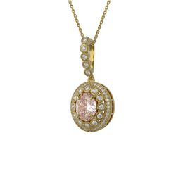 3.92 ctw Morganite & Diamond Victorian Necklace 14K Yellow Gold - REF-167M5G