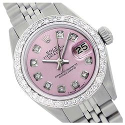 Rolex Men's Stainless Steel, QuickSet, Diamond Dial & Diamond Bezel - REF-521H4W