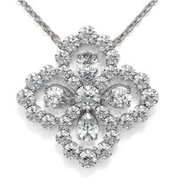 2.5 ctw Pear Cut Diamond Designer Necklace 18K White Gold - REF-243R3K