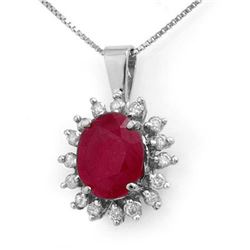 5.32 ctw Ruby & Diamond Pendant 14k White Gold - REF-87K3Y
