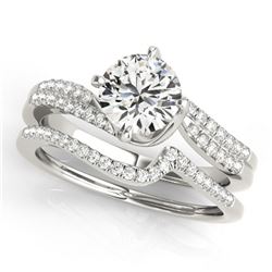 0.89 ctw Certified VS/SI Diamond Bypass 2pc Wedding Set 14k White Gold - REF-99F8M