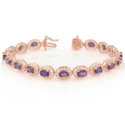 18.0 ctw Tanzanite Bracelet 14k Rose Gold - REF-123F6M