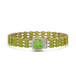 29.26 ctw Peridot & Diamond Bracelet 14K Yellow Gold - REF-281A8N