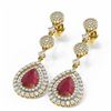 Image 3 : 11.87 ctw Ruby & Diamond Earrings 18K Yellow Gold - REF-509A3N