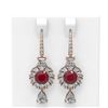 Image 1 : 9.31 ctw Ruby & Diamond Earrings 18K Rose Gold - REF-890R9K