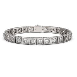 12.69 ctw Princess Cut Diamond Micro Pave Bracelet 18K White Gold - REF-1052W8H