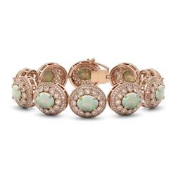 40.37 ctw Certified Opal & Diamond Victorian Bracelet 14K Rose Gold - REF-1402Y4X