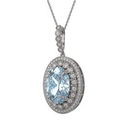 18.77 ctw Sky Topaz & Diamond Victorian Necklace 14K White Gold - REF-227G3W