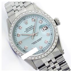 Rolex Men's Stainless Steel, QuickSet, Diamond Dial & Diamond Bezel - REF-521Y7X