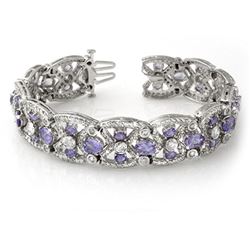 24.0 ctw Tanzanite & Diamond Bracelet 14k White Gold - REF-943G5W