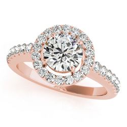 1.65 ctw Certified VS/SI Diamond Halo Ring 18k Rose Gold - REF-302H2R