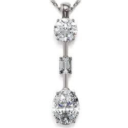 2.5 ctw Oval Cut Diamond Designer Necklace 18K White Gold - REF-666A2N