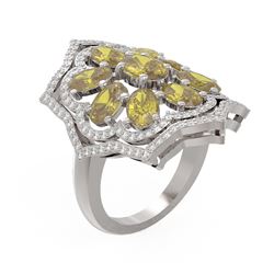 6.2 ctw Canary Citrine & Diamond Ring 18K White Gold - REF-168A5N