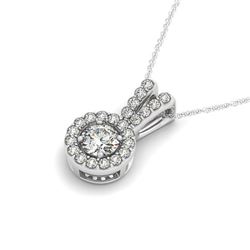 0.9 ctw Certified SI Diamond Halo Necklace 14k White Gold - REF-110G4W