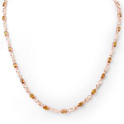 9.02 ctw Orange Sapphire & Diamond Necklace 14k Rose Gold - REF-87X3A