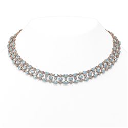 42.53 ctw Aquamarine & Diamond Necklace 10K Rose Gold - REF-709R3K