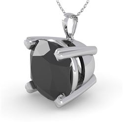 6.0 ctw Cushion Black Diamond Designer Necklace 18k White Gold - REF-122W2H