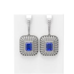 14.23 ctw Tanzanite & Diamond Earrings 18K White Gold - REF-890K9Y