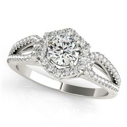 1.43 ctw Certified VS/SI Diamond Halo Ring 18k White Gold - REF-284A9N