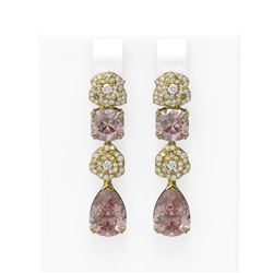 10.3 ctw Morganite & Diamond Earrings 18K Yellow Gold - REF-445F5M
