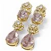 Image 3 : 10.3 ctw Morganite & Diamond Earrings 18K Yellow Gold - REF-445F5M