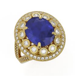 8.76 ctw Certified Sapphire & Diamond Victorian Ring 14K Yellow Gold - REF-200X9A