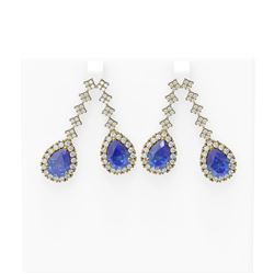 11.53 ctw Tanzanite & Diamond Earrings 18K Yellow Gold - REF-581W8H