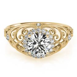 1.22 ctw Certified VS/SI Diamond Halo Ring 18k Yellow Gold - REF-290X6A