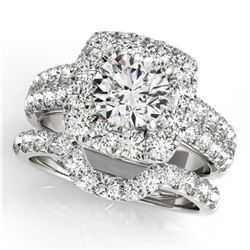 3.01 ctw Certified VS/SI Diamond 2pc Wedding Set Halo 14k White Gold - REF-504M5G