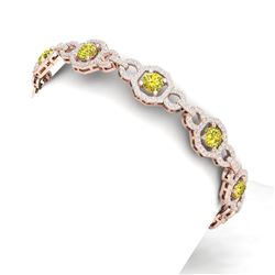 12 ctw SI/I Fancy Yellow Diamond Bracelet 18K Rose Gold - REF-930F2M
