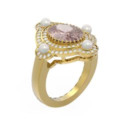 4.43 ctw Morganite & Diamond Ring 18K Yellow Gold - REF-269M3G