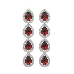 8.2 ctw Garnet & Diamond Micro Pave Halo Earrings 10k White Gold - REF-152F8M