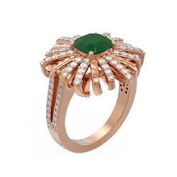 3.23 ctw Emerald & Diamond Ring 18K Rose Gold - REF-169K8Y