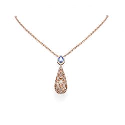 3.64 ctw Tanzanite & Diamond Necklace 18K Rose Gold - REF-340H2R