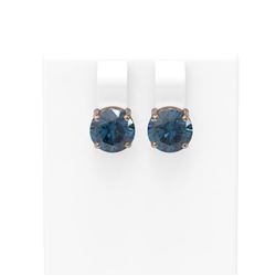 4 ctw Intense Blue Diamond Earrings 18K Rose Gold - REF-695M5G