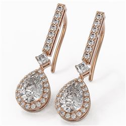 2.4 ctw Pear Cut Diamond Designer Earrings 18K Rose Gold - REF-292H3R