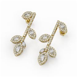 2.57 ctw Marquise Cut Diamond Designer Earrings 18K Yellow Gold - REF-293N3F