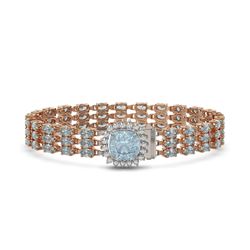 29.89 ctw Sky Topaz & Diamond Bracelet 14K Rose Gold - REF-281A8N