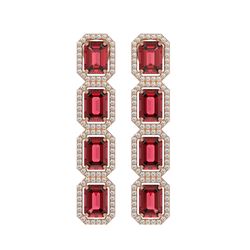 12.41 ctw Tourmaline & Diamond Micro Pave Halo Earrings 10k Rose Gold - REF-436Y4X