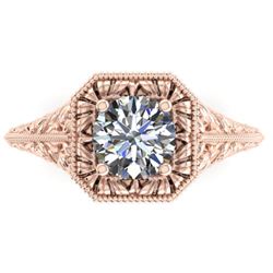 1 ctw Solitaire Certified VS/SI Diamond Ring Art Deco 14k Rose Gold - REF-307M2G