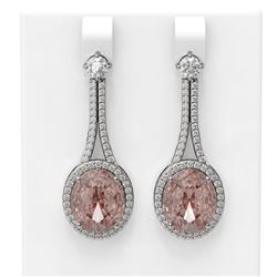 12.13 ctw Morganite & Diamond Earrings 18K White Gold - REF-527X3A