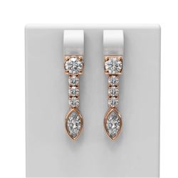 2.14 ctw Diamond Earrings 18K Rose Gold - REF-277K3Y