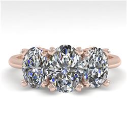 2.0 ctw Oval Cut VS/SI Diamond 3 Stone Designer Ring 14k Rose Gold - REF-395R8K