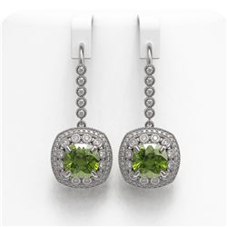 14.1 ctw Tourmaline & Diamond Victorian Earrings 14K White Gold - REF-331H5R