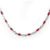 Image 1 : 9.02 ctw Ruby & Diamond Necklace 18k White Gold - REF-163M6G