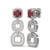 Image 2 : 7.02 ctw Ruby & Diamond Earrings 18K White Gold - REF-322R9K